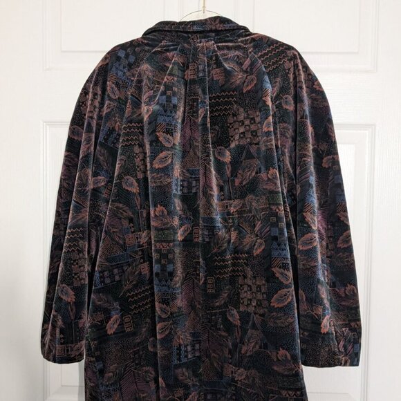 Portrait JL deBall Velvet Opera Coat Womens Size XL Black Floral Swing Jacket - Picture 9 of 12